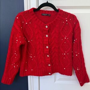 Brave Soul Red Cable Knit Cardigan